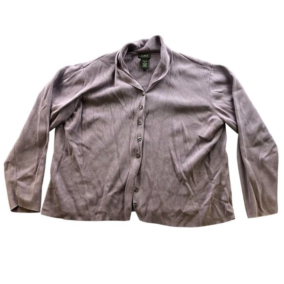 L.L.Bean Womens Cardigan Sweater Size XL Knit Coatigan Button Up Pink Silk Blend - Picture 1 of 8